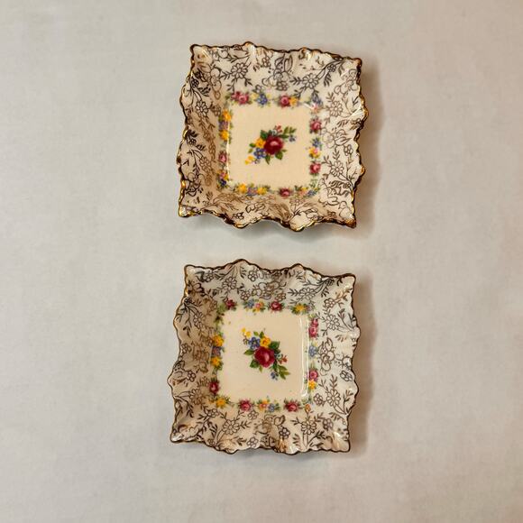 VTG James Kent LTD Longton 3015 England Ruffle Edge Trinket Floral Roses Dish - Picture 8 of 8